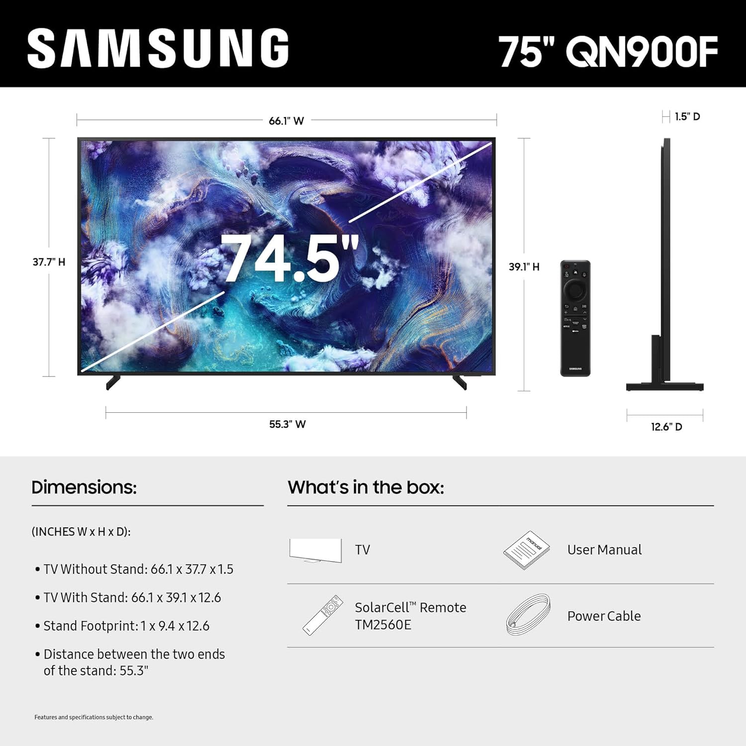 Samsung 75" Class Neo QLED 8K QN900F Vision AI Smart TV (2025) - QN75QN900F