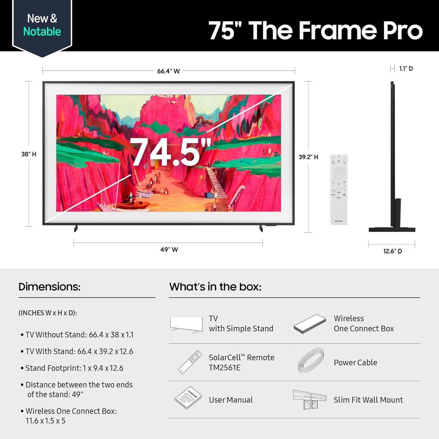 Samsung 75" Class The Frame Pro LS03FW Neo QLED 4K Art Mode Samsung Vision AI Smart TV (2025) - QN75LS03FWFXZA