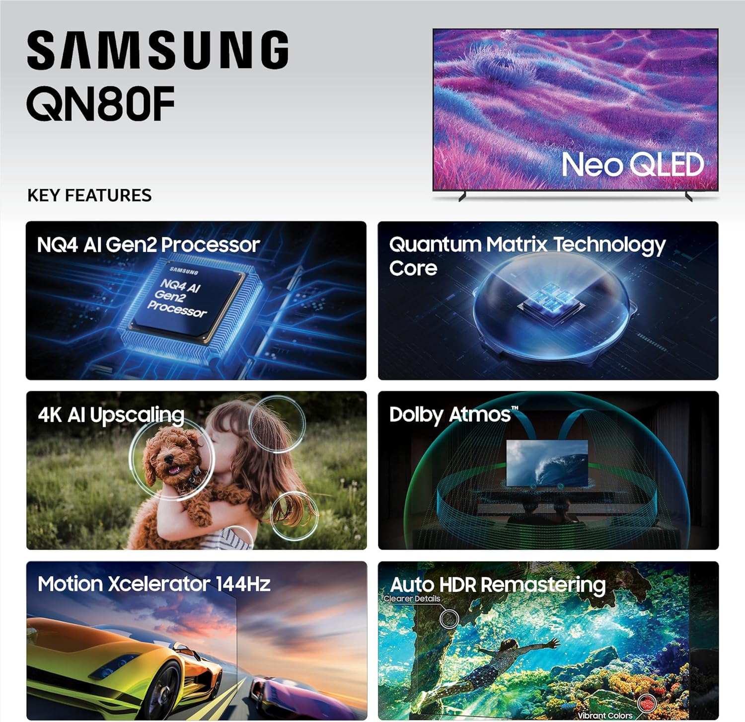Samsung 55" Class Neo QLED 4K QN80F Vision AI Smart TV (2025) - QN55QN80FA