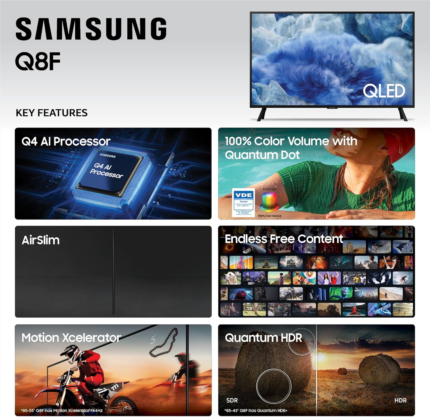 Samsung 75" Class QLED Q8F 4K Samsung Vision AI Smart TV (2025) - QN75Q8FAAFXZA