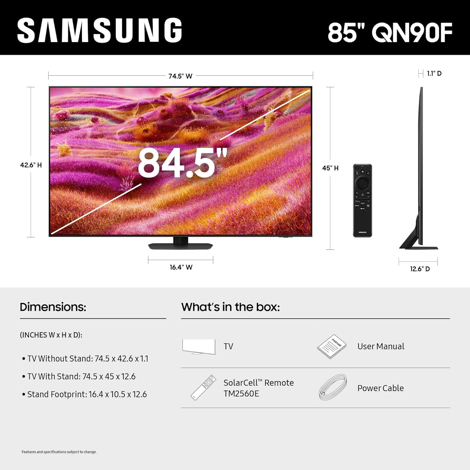 Samsung 85" Class Neo QLED 4K Smart TV QN90F (2025) - QN85QN90FAFXZA