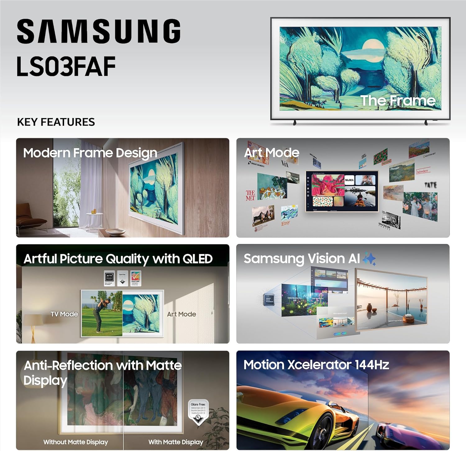 Samsung 55" Class The Frame QLED HDR Smart TV LS03FA (2025) - QN55LS03FAFXZA (Used Like New)