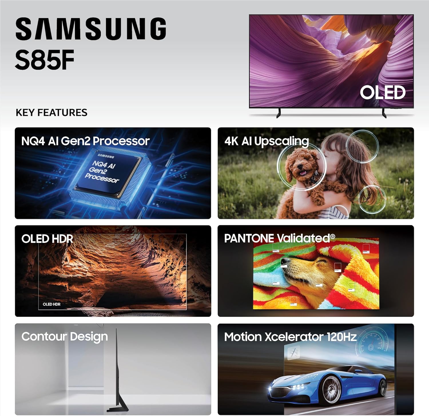 Samsung 77" Class OLED S85F 4K Vision AI Smart TV (2025) - QN77S85FAEXZA