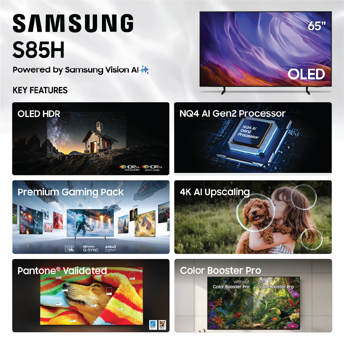 Samsung 65" Class OLED S85H 4K Samsung Vision AI Smart TV (2026) - QN65S85HAEXZA