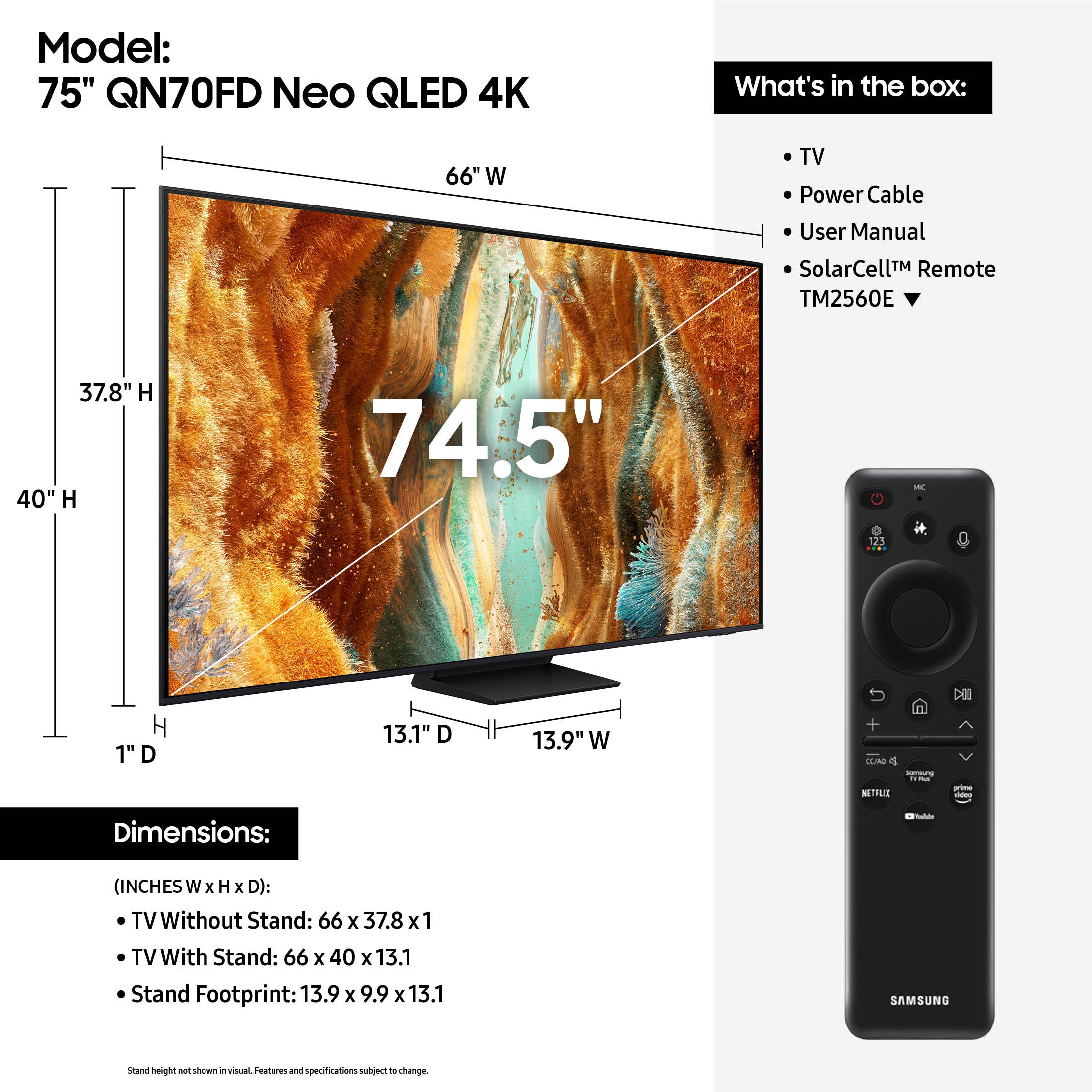Samsung 75" Class Neo QLED 4K QN70F Samsung Vision AI Smart TV (2025) - QN75QN70FAFXZA