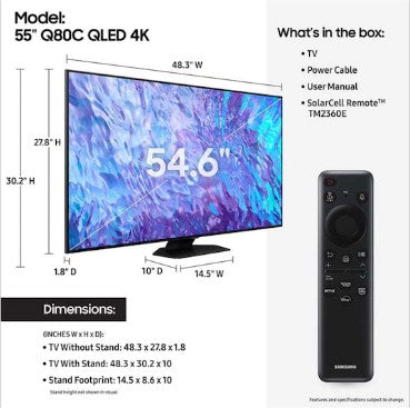 Samsung 55" Class Q80C QLED 4K Smart TV (2023) - QN55Q80CAFXZA