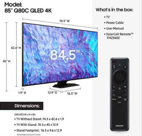 Samsung 85" Class Q80C QLED 4K Smart TV (2023) - QN85Q80CAFXZA