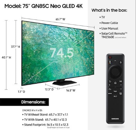 Samsung 75" Class Q85C QLED 4K Smart TV (2023) - QN75QN85CAFXZA