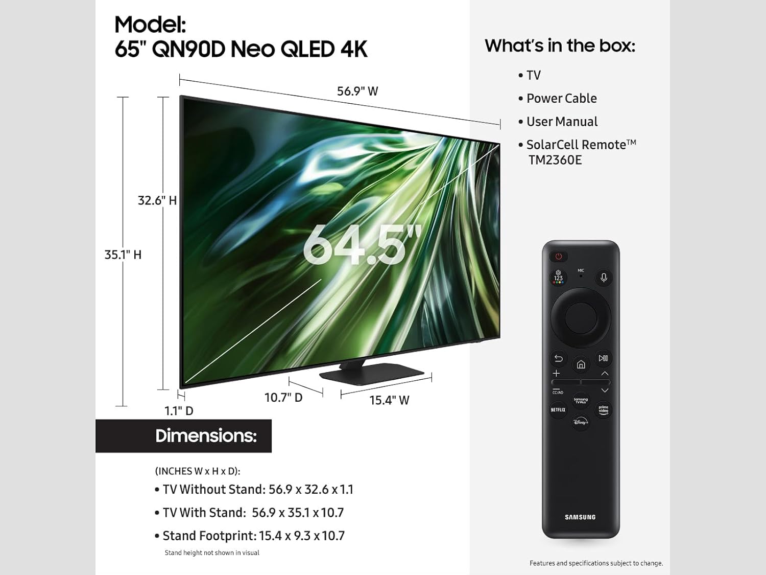 Samsung 65" Class Neo QLED 4K Smart TV QN90D (2024) - QN65QN90DAFXZA