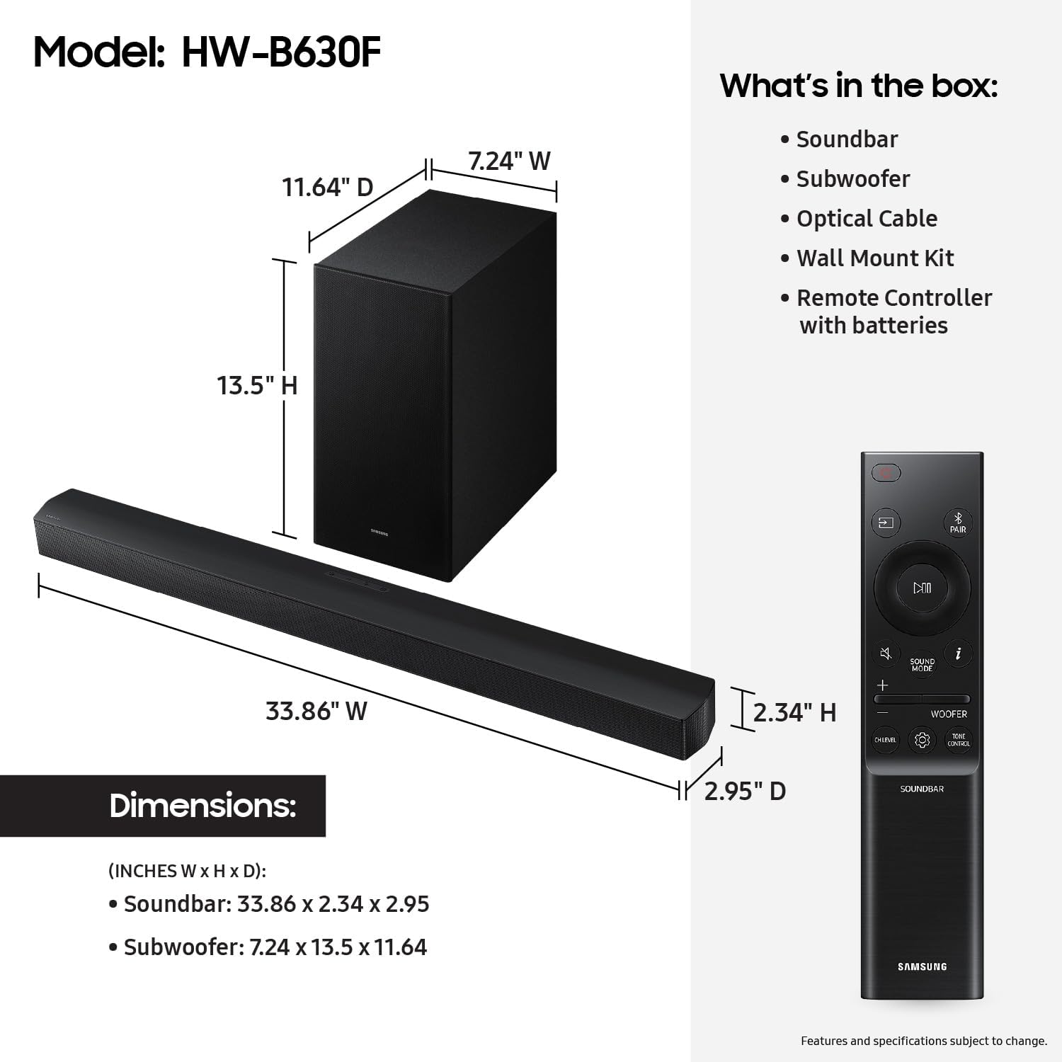Samsung B-series Soundbar HW-B630F 3.1 ch (2025)