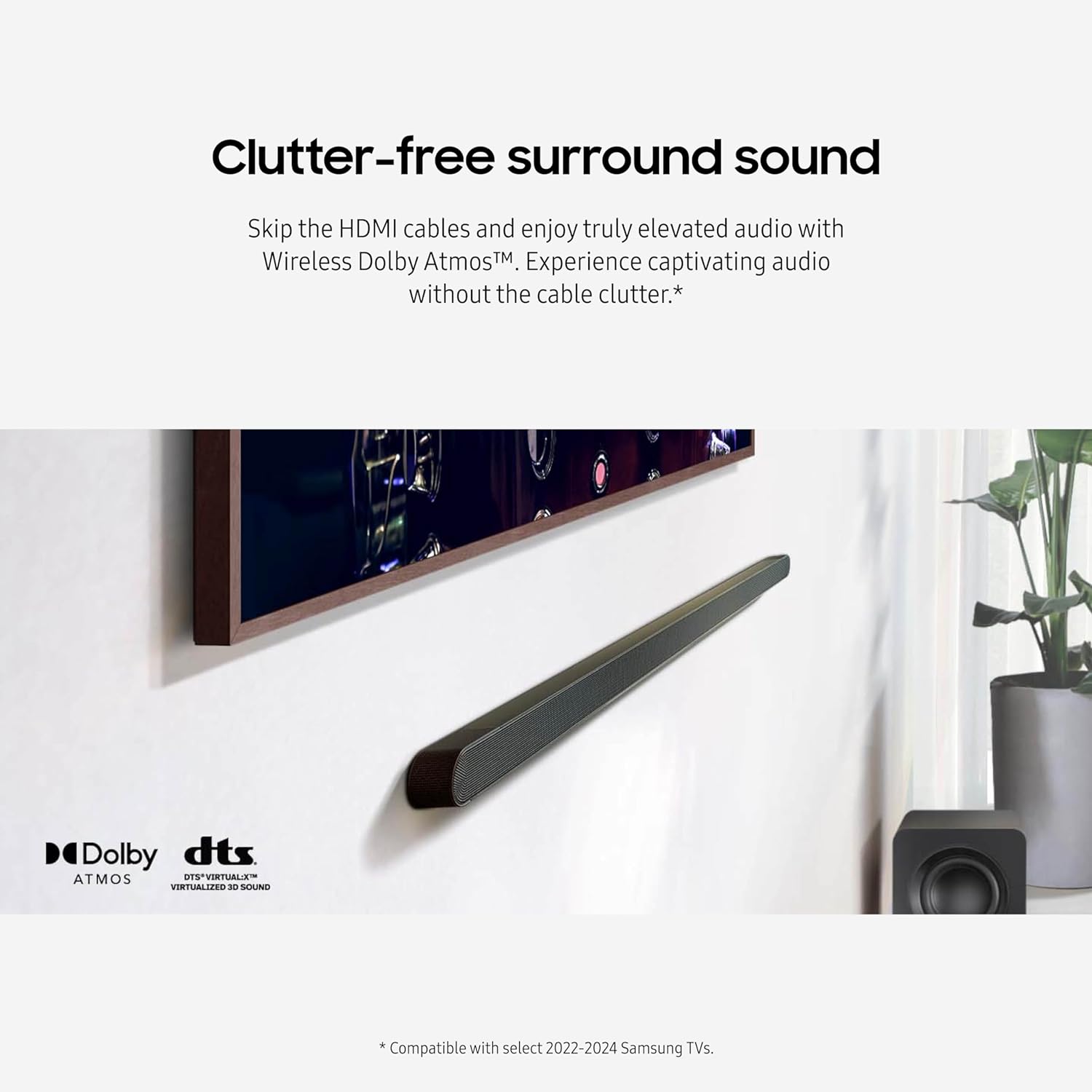 Samsung S-series 3.1.2 ch. Wireless Dolby ATMOS Soundbar (2024) - HW-S800D/ZA