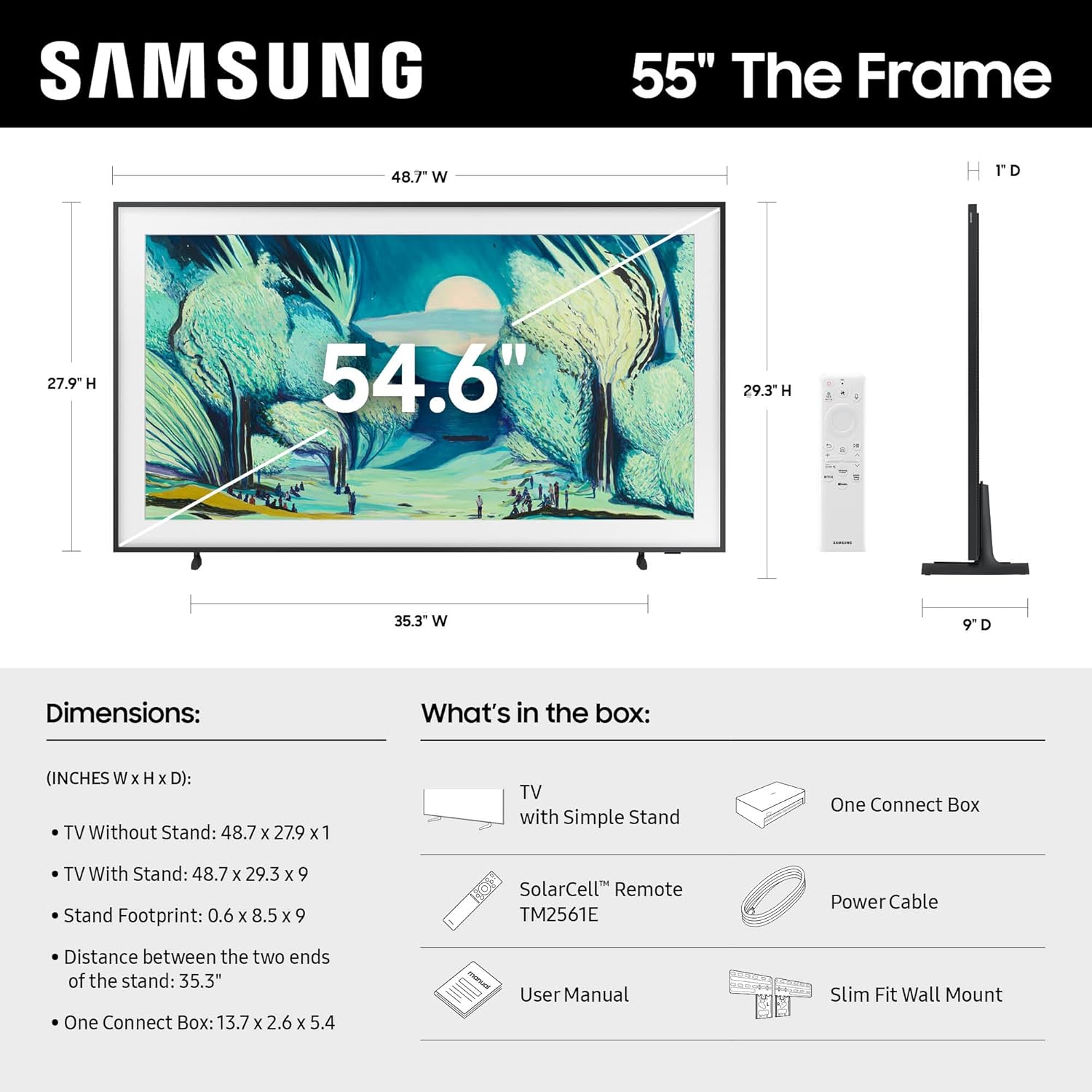 Samsung 55" Class The Frame QLED HDR Smart TV LS03FA (2025) - QN55LS03FAFXZA (Used Like New)