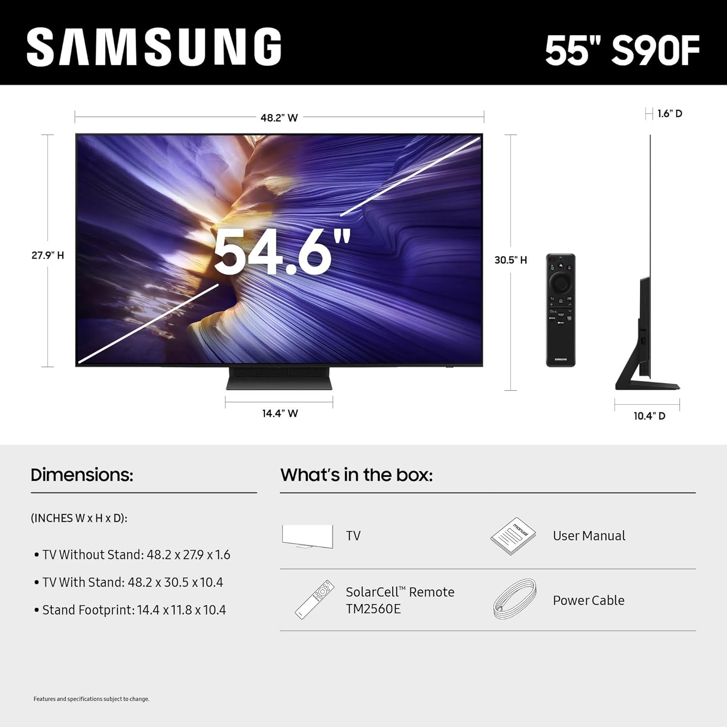 Samsung 55" Class OLED 4K Smart TV S90F (2025) - QN55S90FAFXZA