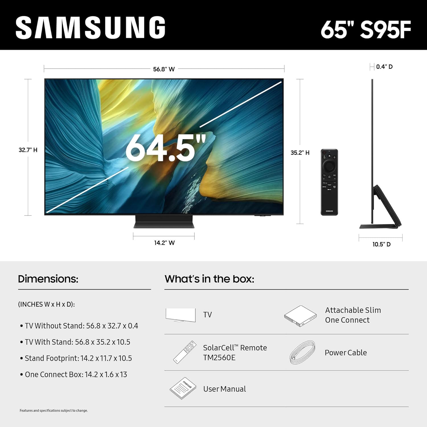 Samsung 65" Class OLED S95F 4K Samsung Vision AI Smart TV (2025) - QN65S95FAFXZA