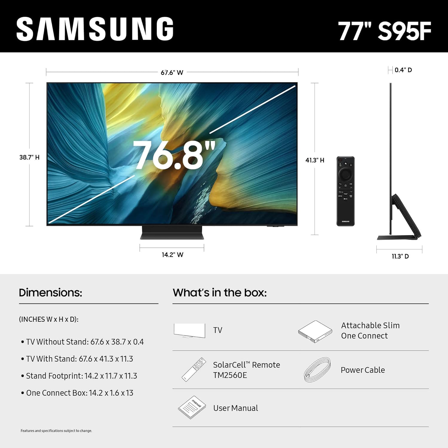 Samsung 77" Class OLED S95F 4K Samsung Vision AI Smart TV (2025) - QN77S95FAFXZA