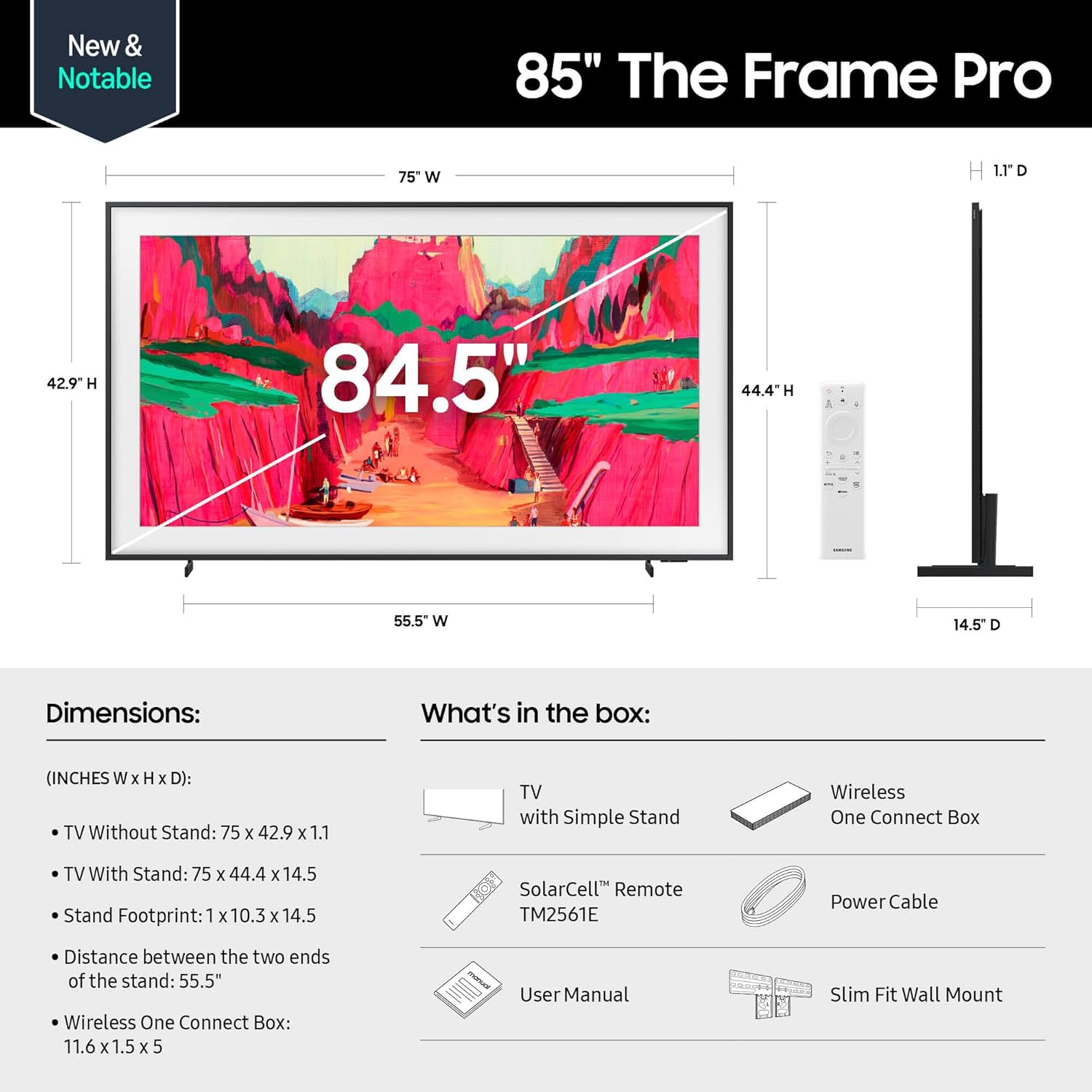 Samsung 85" Class The Frame Pro LS03FW Neo QLED 4K Art Mode Samsung Vision AI Smart TV (2025) - QN85LS03FWFXZA