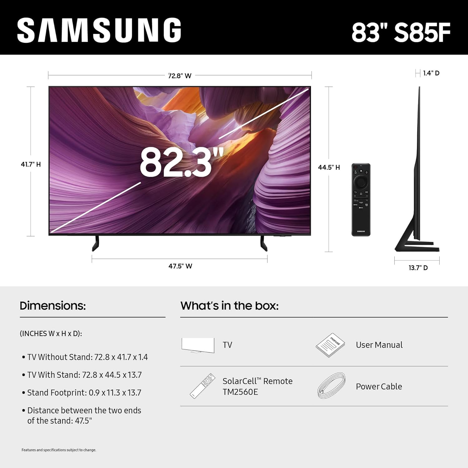 Samsung 83" Class OLED S85F 4K Vision AI Smart TV (2025) - QN83S85FAEXZA