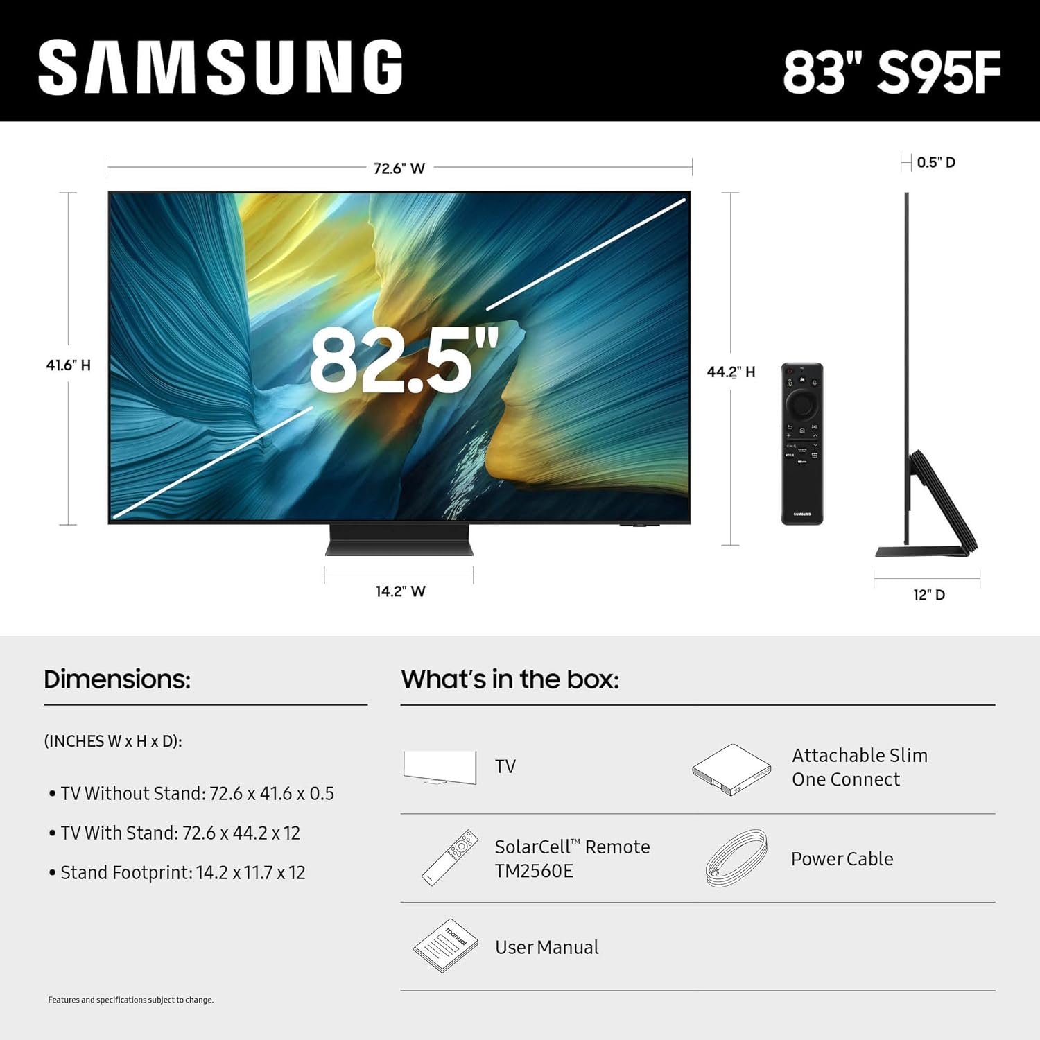 Samsung 83" Class OLED S95F 4K Samsung Vision AI Smart TV (2025) - QN83S95FAFXZA
