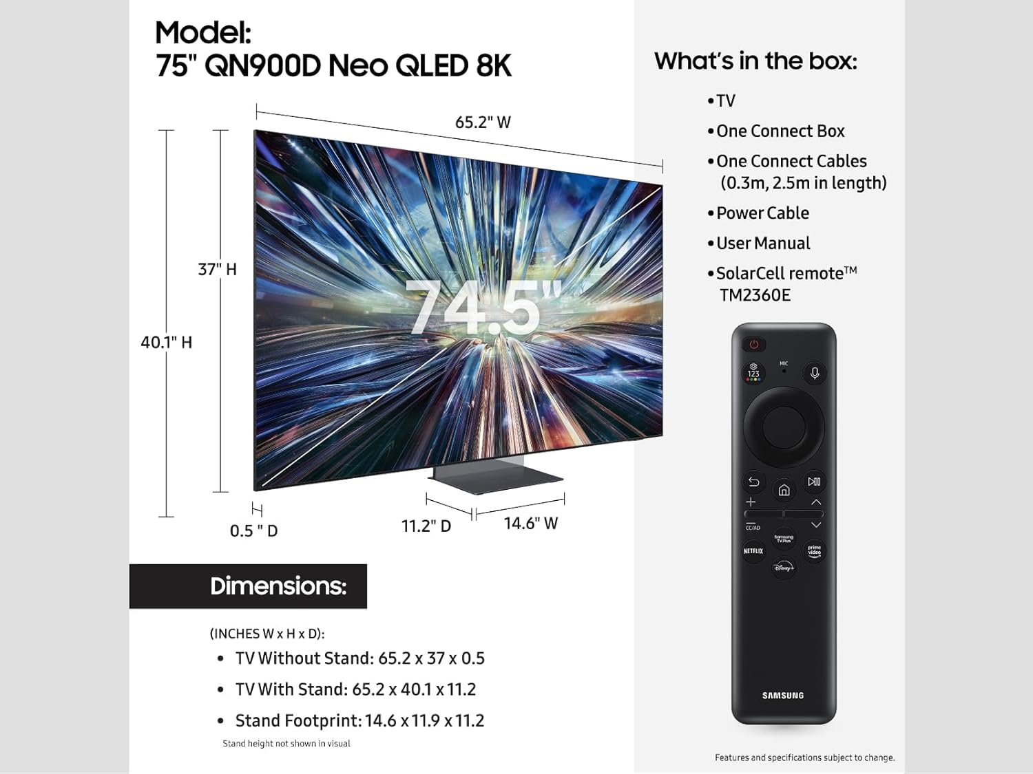 Samsung 75" Class Neo QLED 4K Smart TV QN900D (2024) - QN75QN900DAFXZA