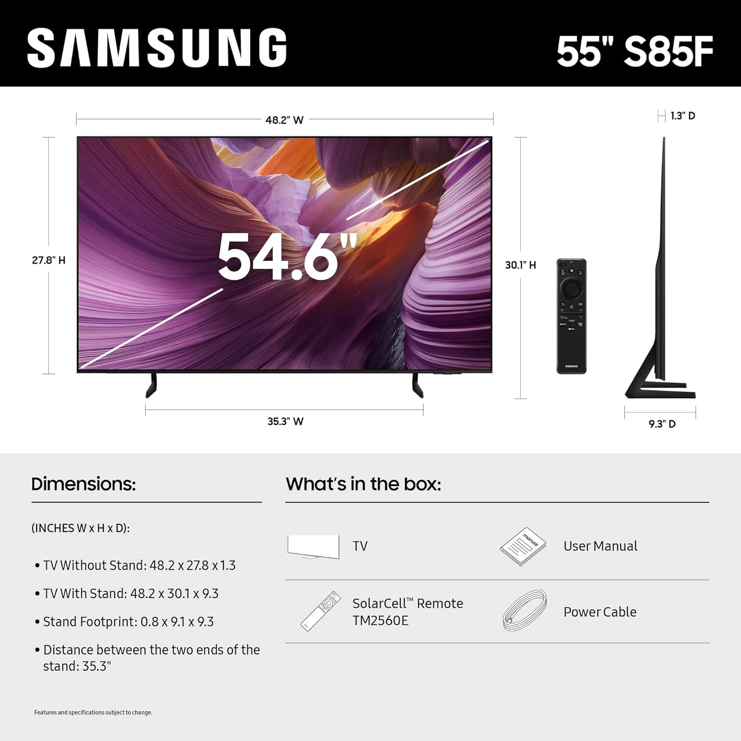 Samsung 55" Class OLED S85F 4K Vision AI Smart TV (2025) - QN55S85FAFXZA