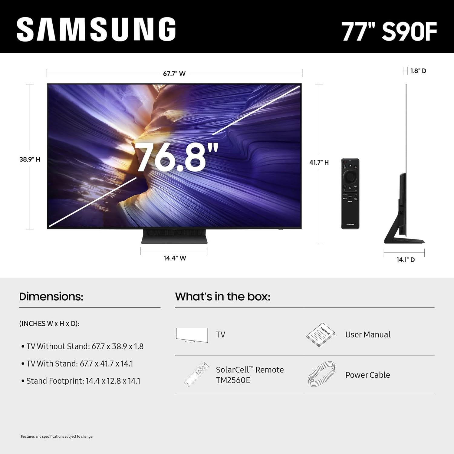 Samsung 77" Class OLED 4K Smart TV S90F (2025) - QN77S90FAFXZA