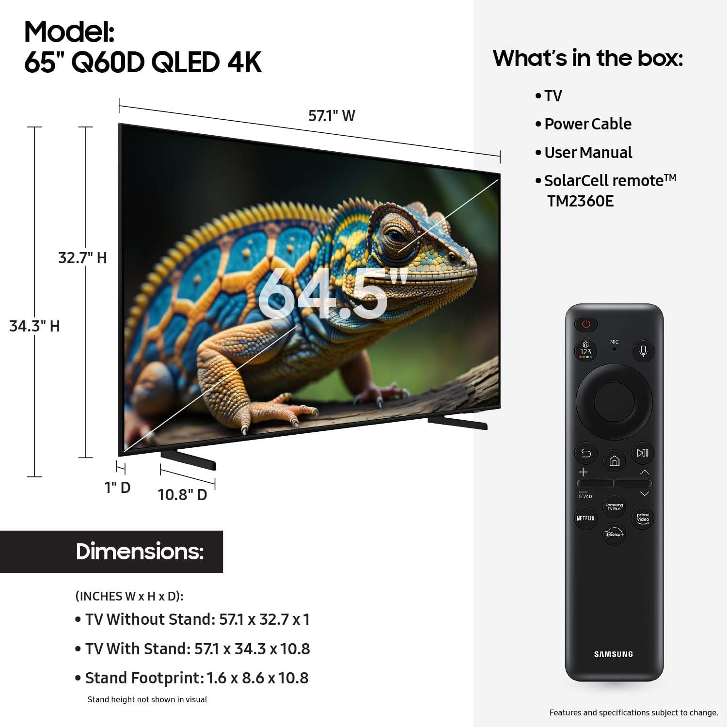 Samsung 65" Class QLED 4K Smart TV Q60D (2024) - QN65Q60DAFXZA