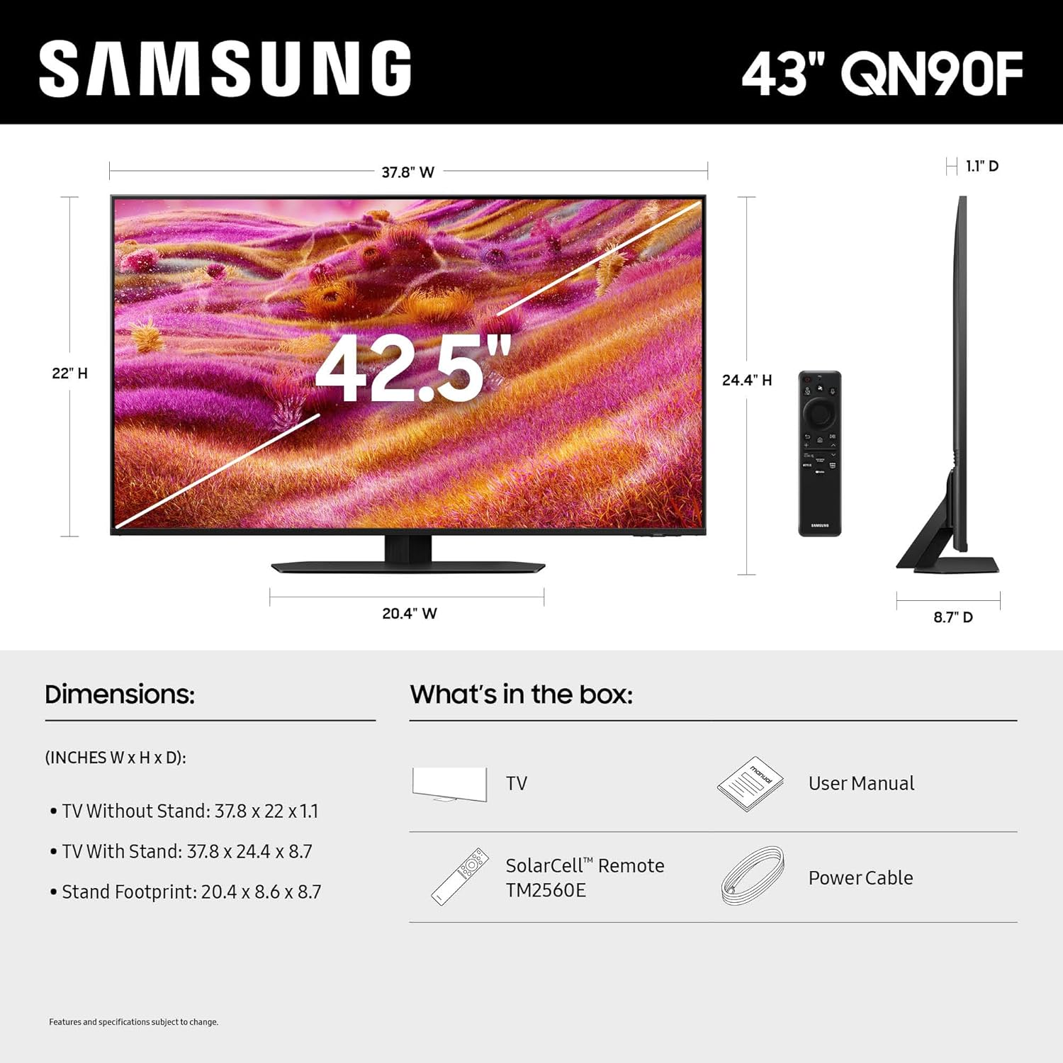 Samsung 43" Class Neo QLED 4K Smart TV QN90F (2025) - QN43QN90FAFXZA