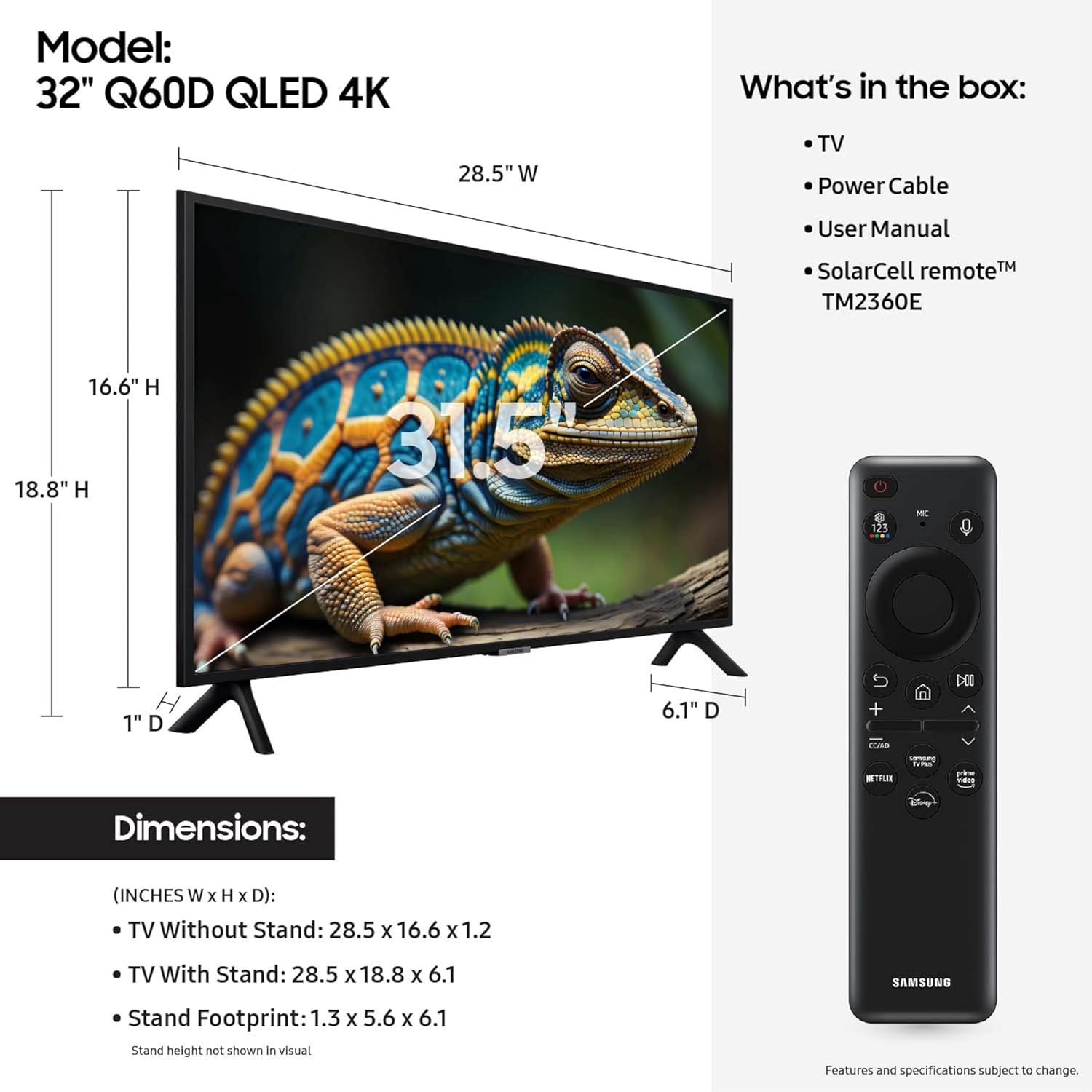 Samsung 32" Class QLED 4K Smart TV Q60D (2024) - QN32Q60DAFXZA