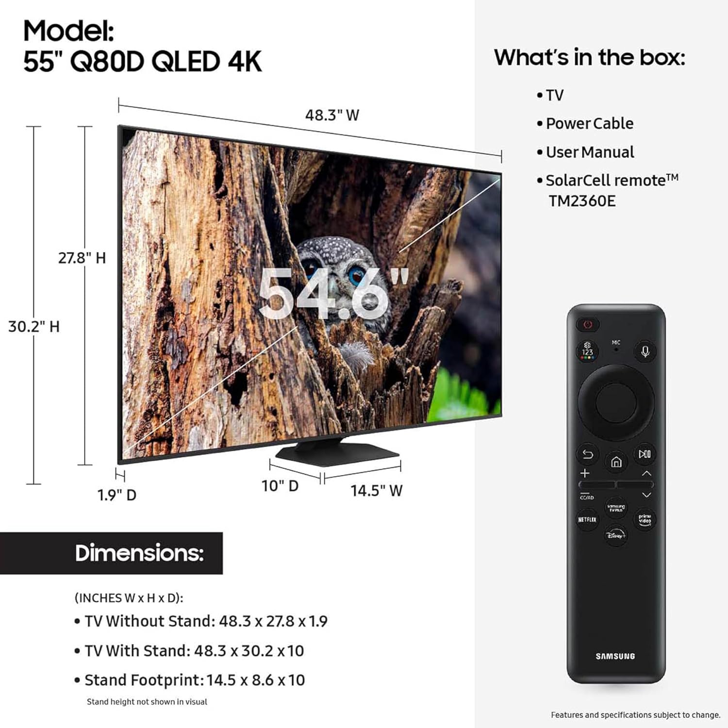 Samsung 55" Class QLED 4K Smart TV Q80D (2024) - QN55Q80DAFXZA