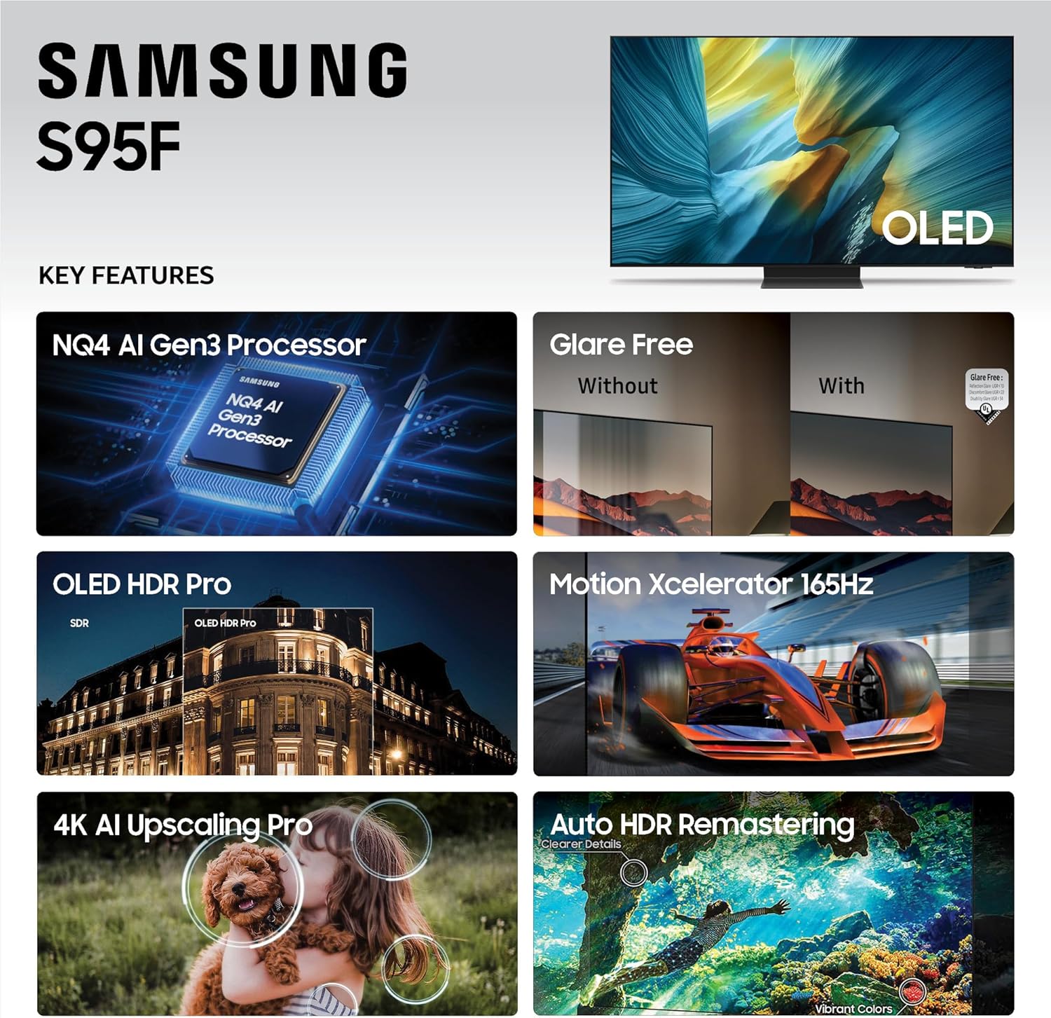 Samsung 65" Class OLED S95F 4K Samsung Vision AI Smart TV (2025) - QN65S95FAFXZA