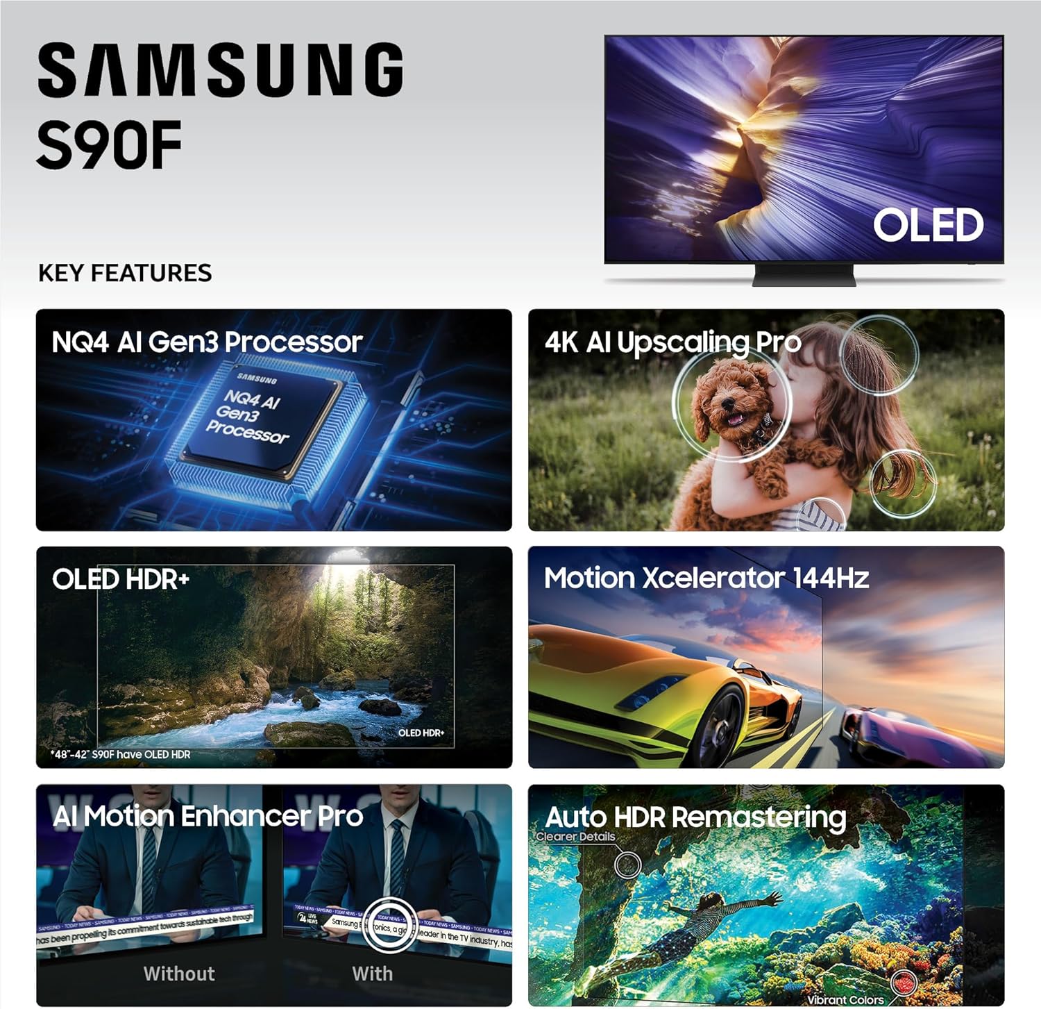 Samsung 55" Class OLED 4K Smart TV S90F (2025) - QN55S90FAFXZA