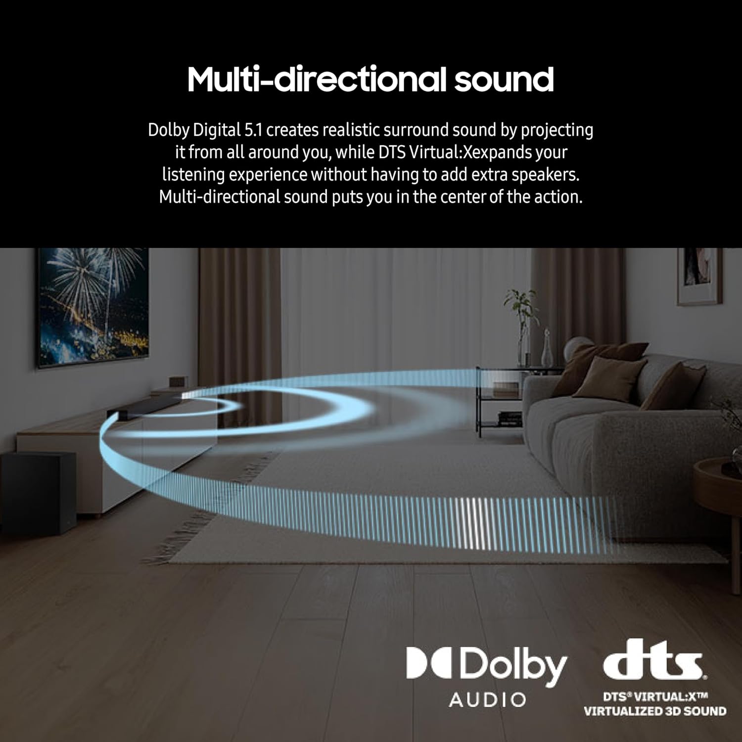 Samsung B-series 5.1ch. DTS Virtual: X Soundbar w/Bass Boost (2024) - HW-B750D