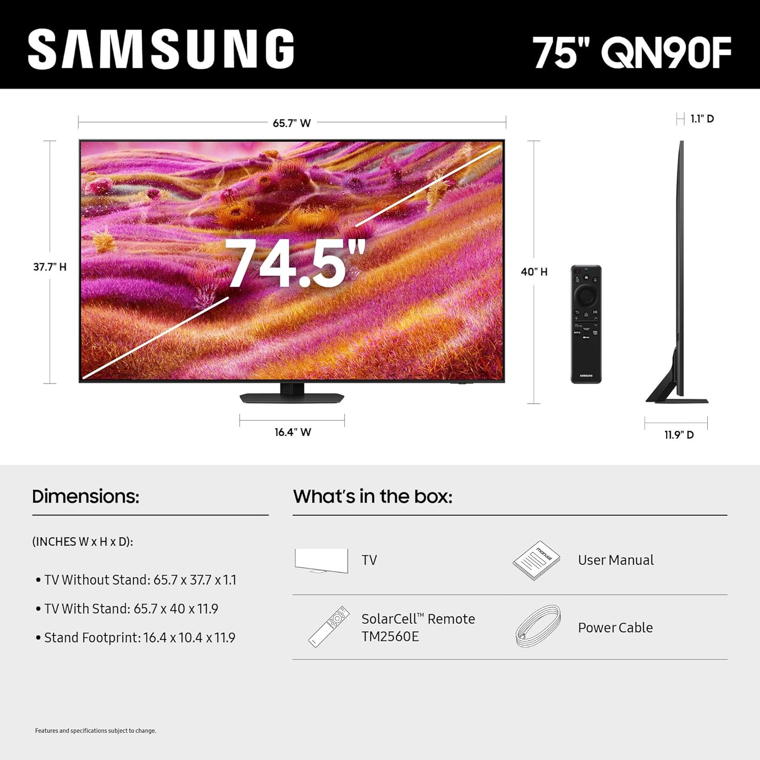 Samsung 75" Class Neo QLED 4K Smart TV QN90F (2025) - QN75QN90FAFXZA