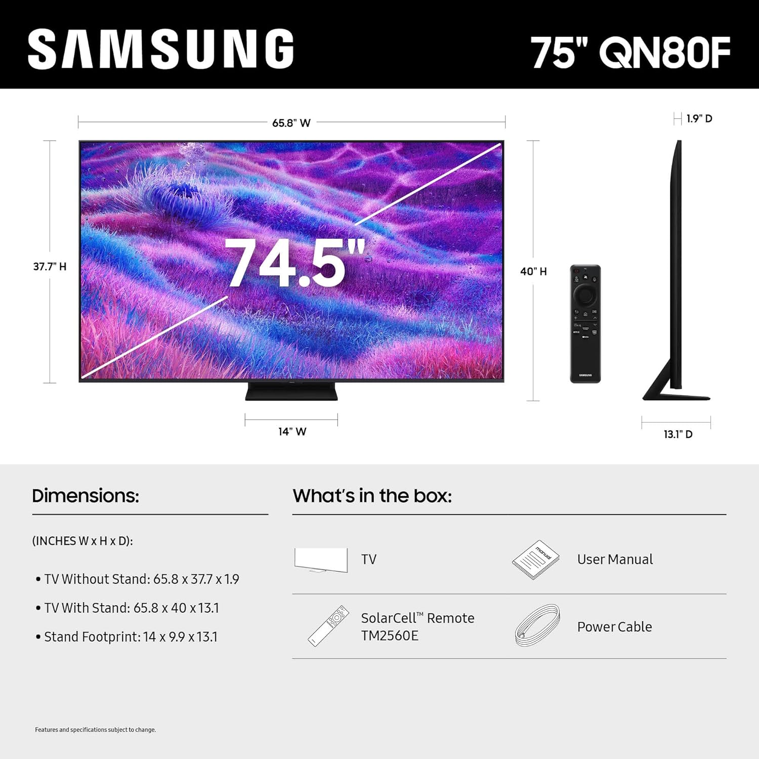 Samsung 75" Class Neo QLED 4K QN80F Vision AI Smart TV (2025) - QN75QN80FA