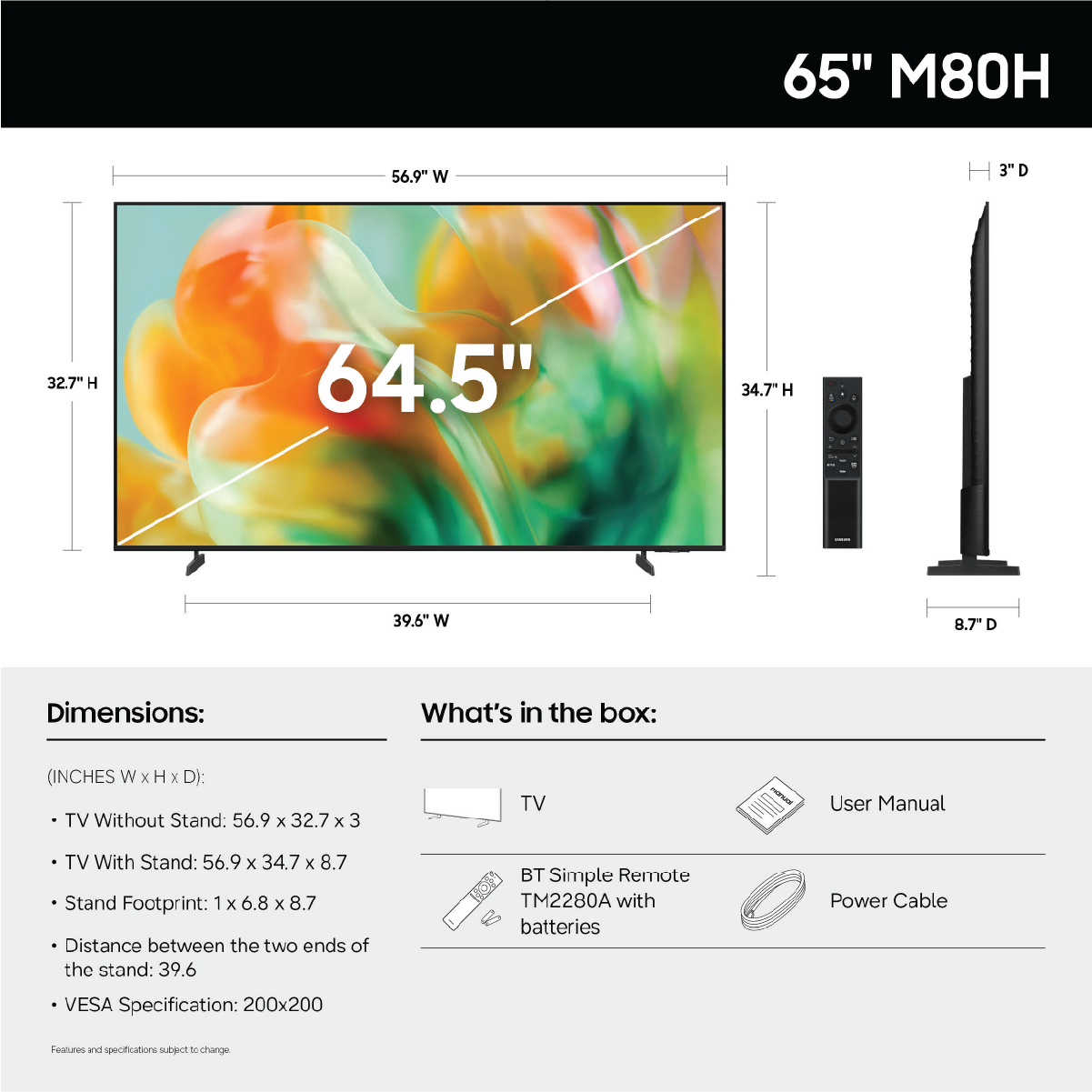Samsung 65" Mini LED M80H Samsung Vision AI Smart TV (2026) - UN65M80HAFXZA