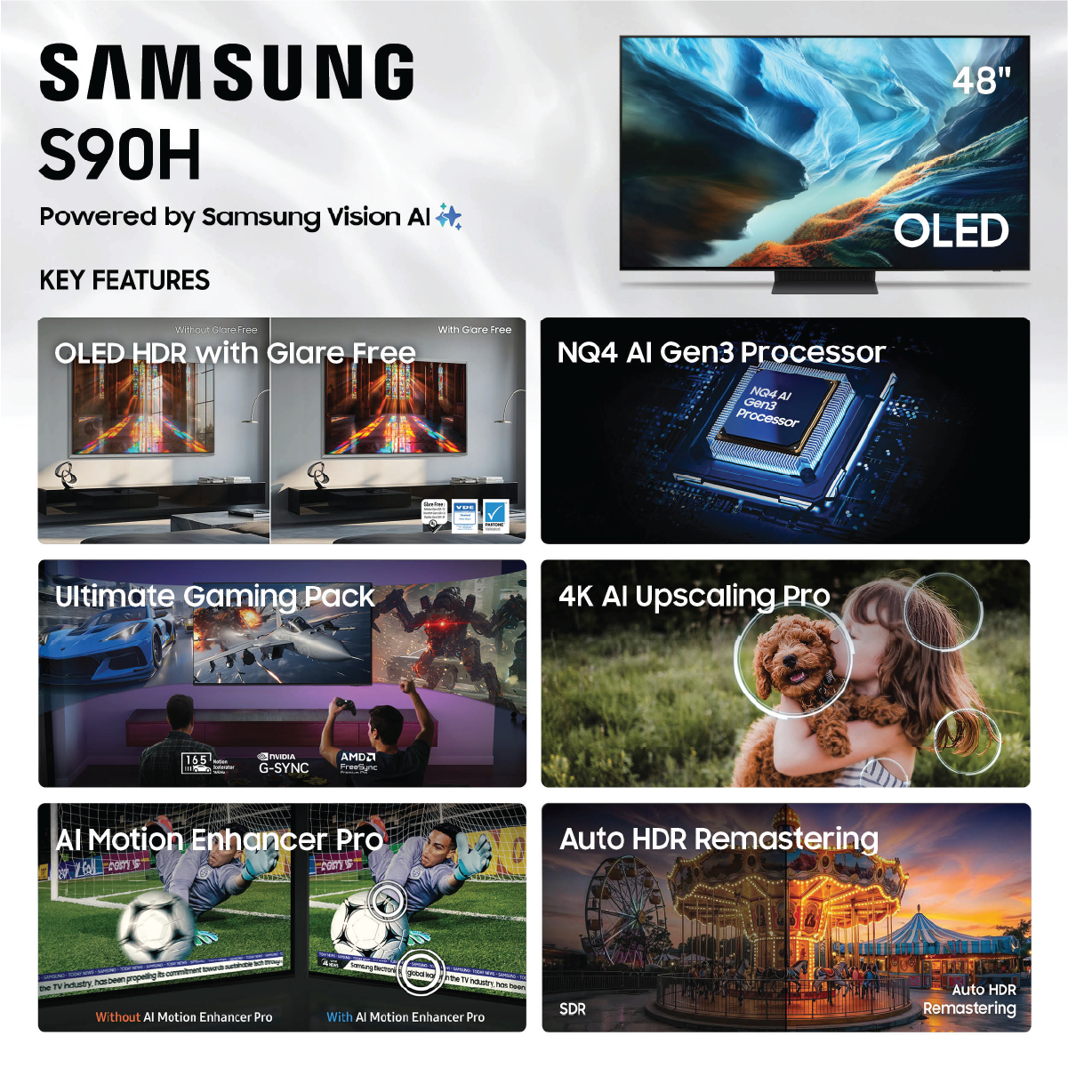 Samsung 48" Class OLED S90H 4K Samsung Vision AI Smart TV (2026) - QN48S90HAEXZA