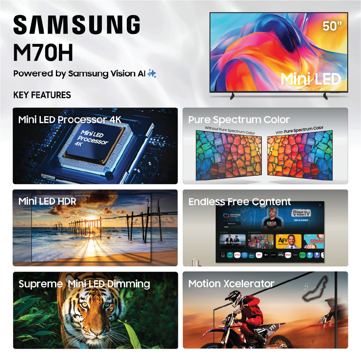 Samsung 50" Mini LED M70H Samsung Vision AI Smart TV (2026) - UN50M70HAFXZA