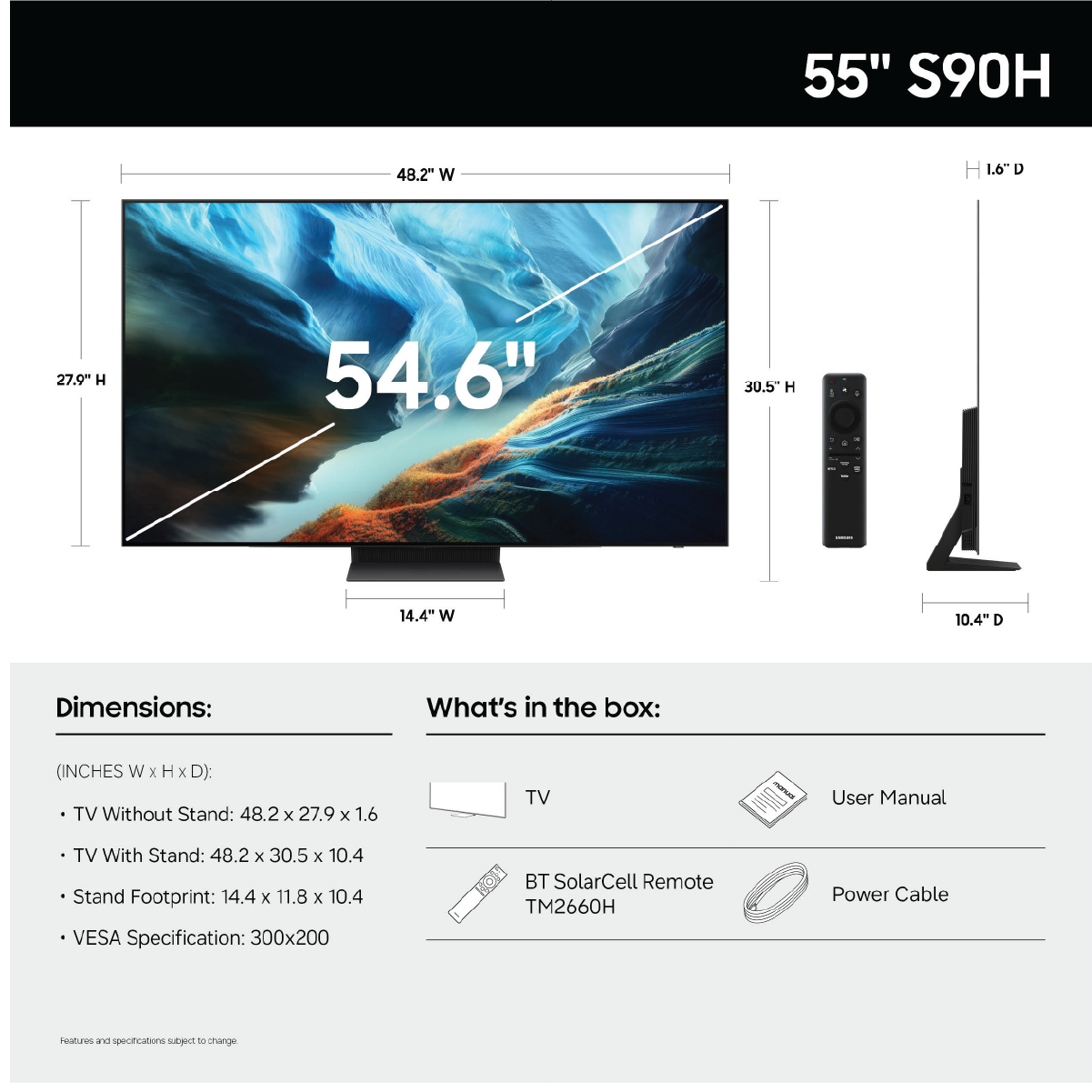 Samsung 55" Class OLED S90H 4K Samsung Vision AI Smart TV (2026) - QN55S90HAEXZA