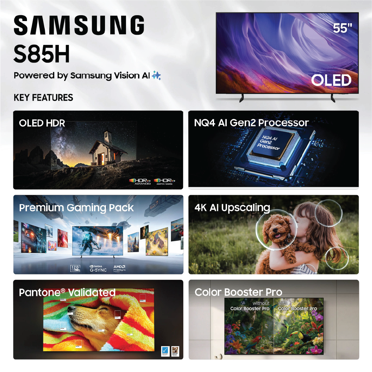 Samsung 55" Class OLED S85H 4K Samsung Vision AI Smart TV (2026) - QN55S85HAEXZA