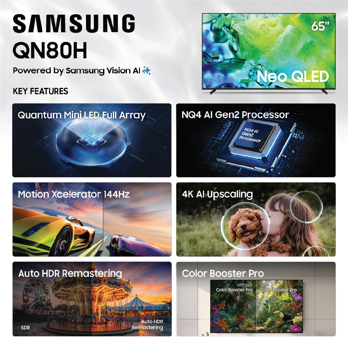 Samsung 65" Class Neo QLED QN80H 4K Samsung Vision AI Smart TV (2026) - QN65QN80HAFXZA