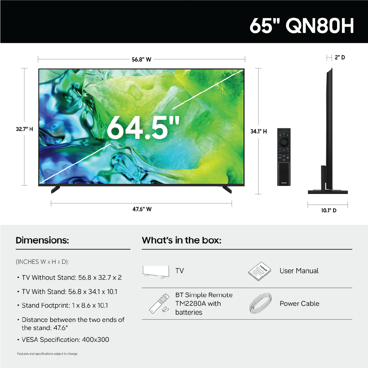 Samsung 65" Class Neo QLED QN80H 4K Samsung Vision AI Smart TV (2026) - QN65QN80HAFXZA