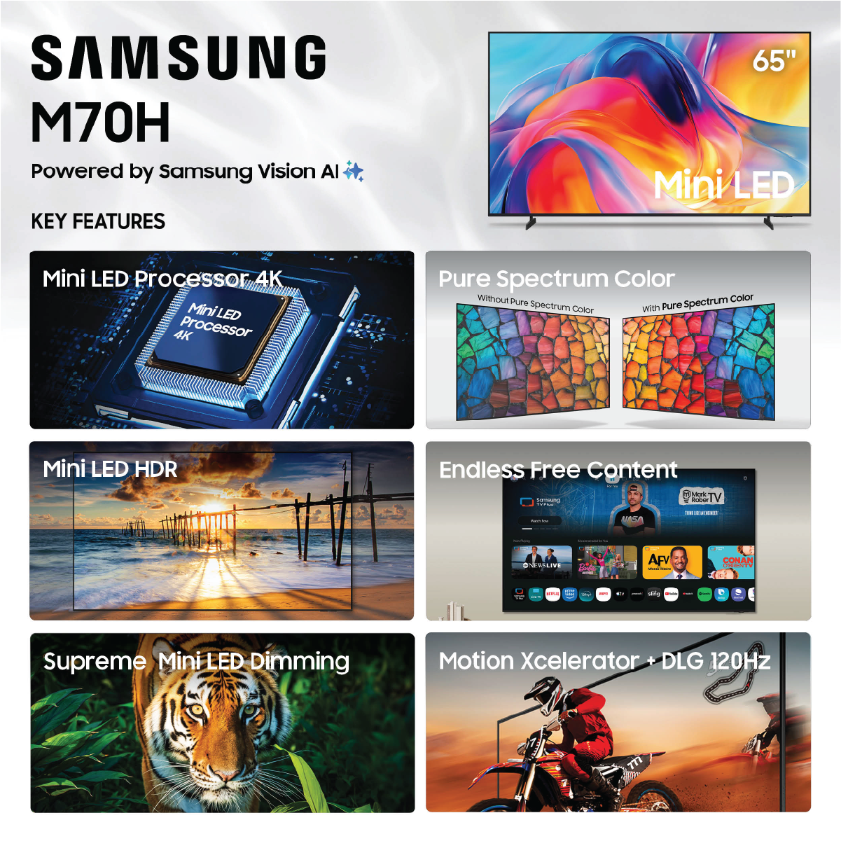 Samsung 65" Mini LED M70H Samsung Vision AI Smart TV (2026) - UN65M70HAFXZA