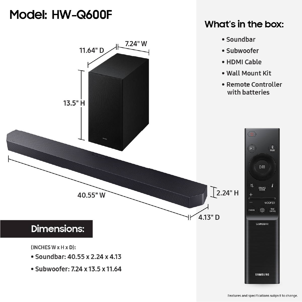 Samsung Q-series Soundbar HW-Q600F 3.1.2 ch Subwoofer (2025)