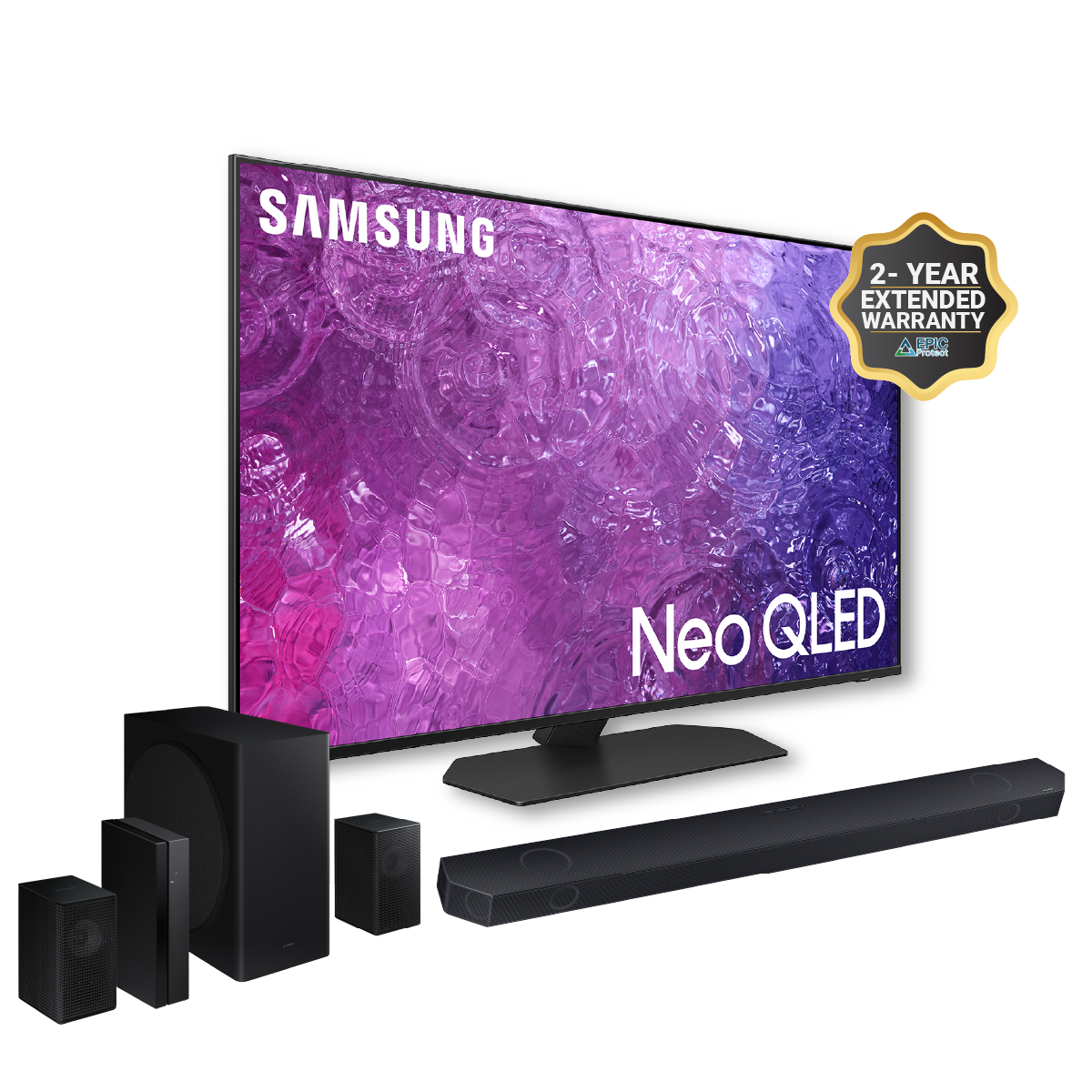 SAMSUNG 85" Class Neo QLED 4K QN90C Series Smart TV (QN85QN90C, 2023 Model) Bundle SAMSUNG HW-Q910C 9.1.2ch Soundbar + Plus 2 Year Extended Warranty