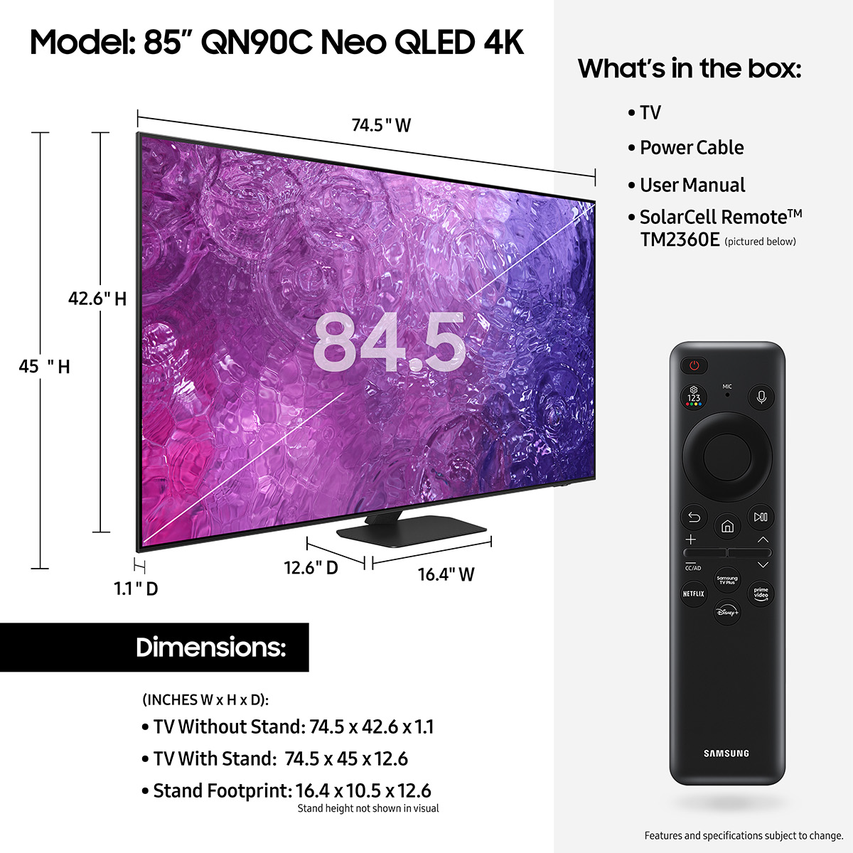 Samsung 85" Class QN90C Samsung Neo QLED 4K Smart TV (2023) - QN85QN90CAFXZA
