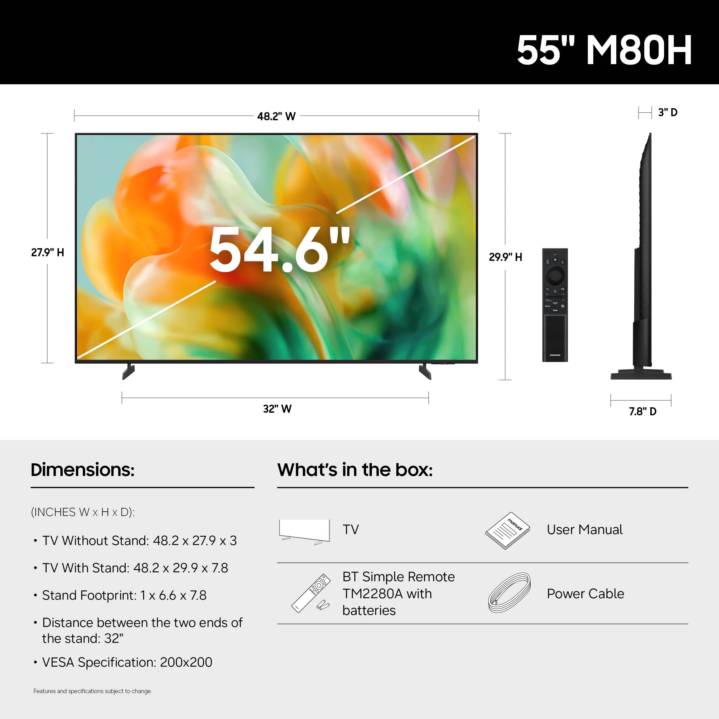 Samsung 55" Mini LED M80H Samsung Vision AI Smart TV (2026) - UN55M80HAFXZA