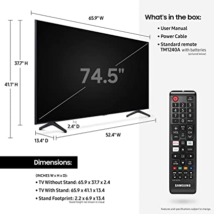 Samsung 43" Class TU7000 4K Crystal UHD HDR Smart TV (2021) - UN43TU7000FXZA