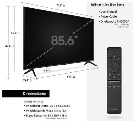 Samsung 86" Class TU9010 Crystal UHD 4K Smart TV (2021) - UN86TU9010FXZA