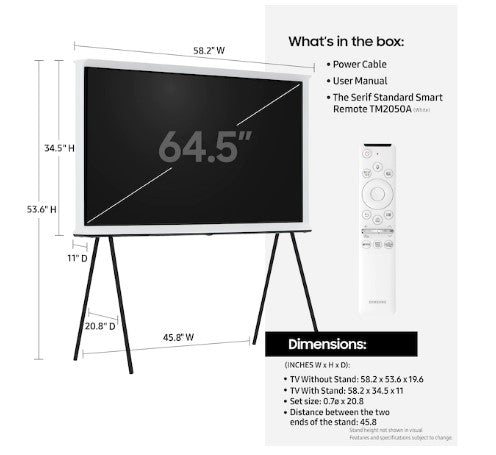 Samsung 65" Class QN65LS01TA The Serif QLED Smart 4K UHD TV (2022) - QN65LS01TAFXZA