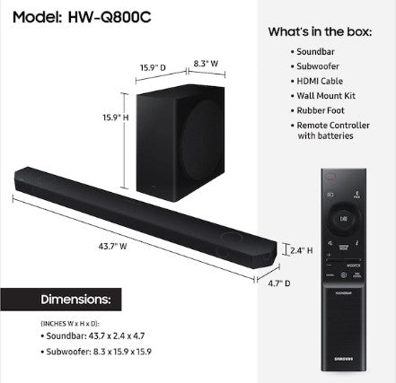 Samsung HW-Q800C Q-series 5.1.2ch. Soundbar (2023) - HW-Q800C/ZA
